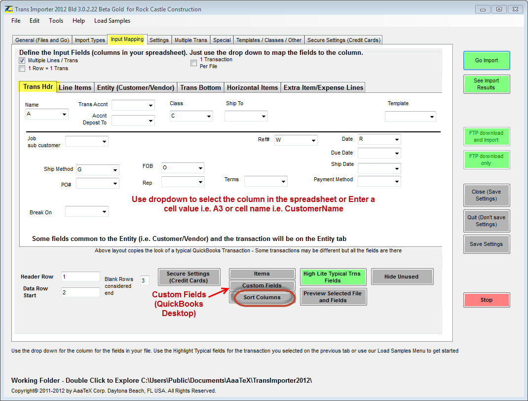 QuickBooks Excel Import