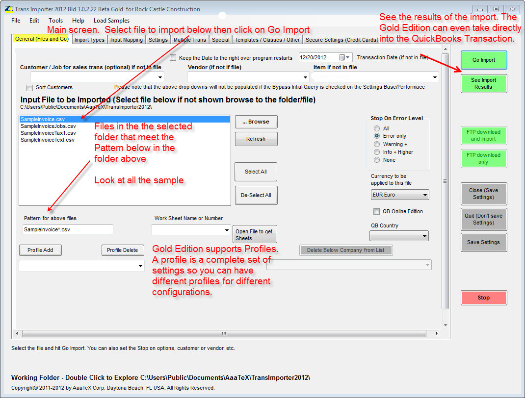 QuickBooks Excel Import