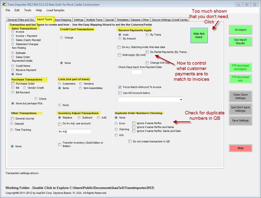 QuickBooks Excel Import