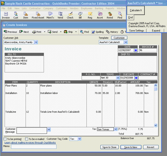 AaaTeX - QuickBooks Calculate It